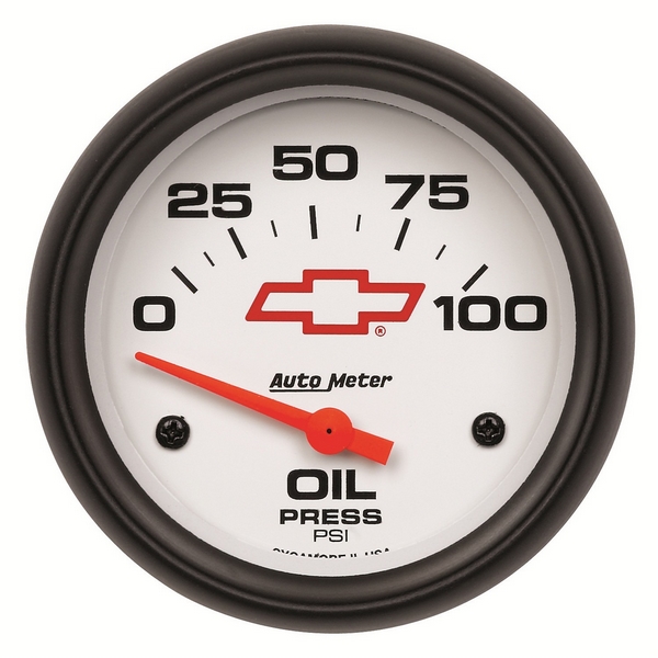 2-5/8" OIL PRESSURE, 0-100 PSI, GM WHITE